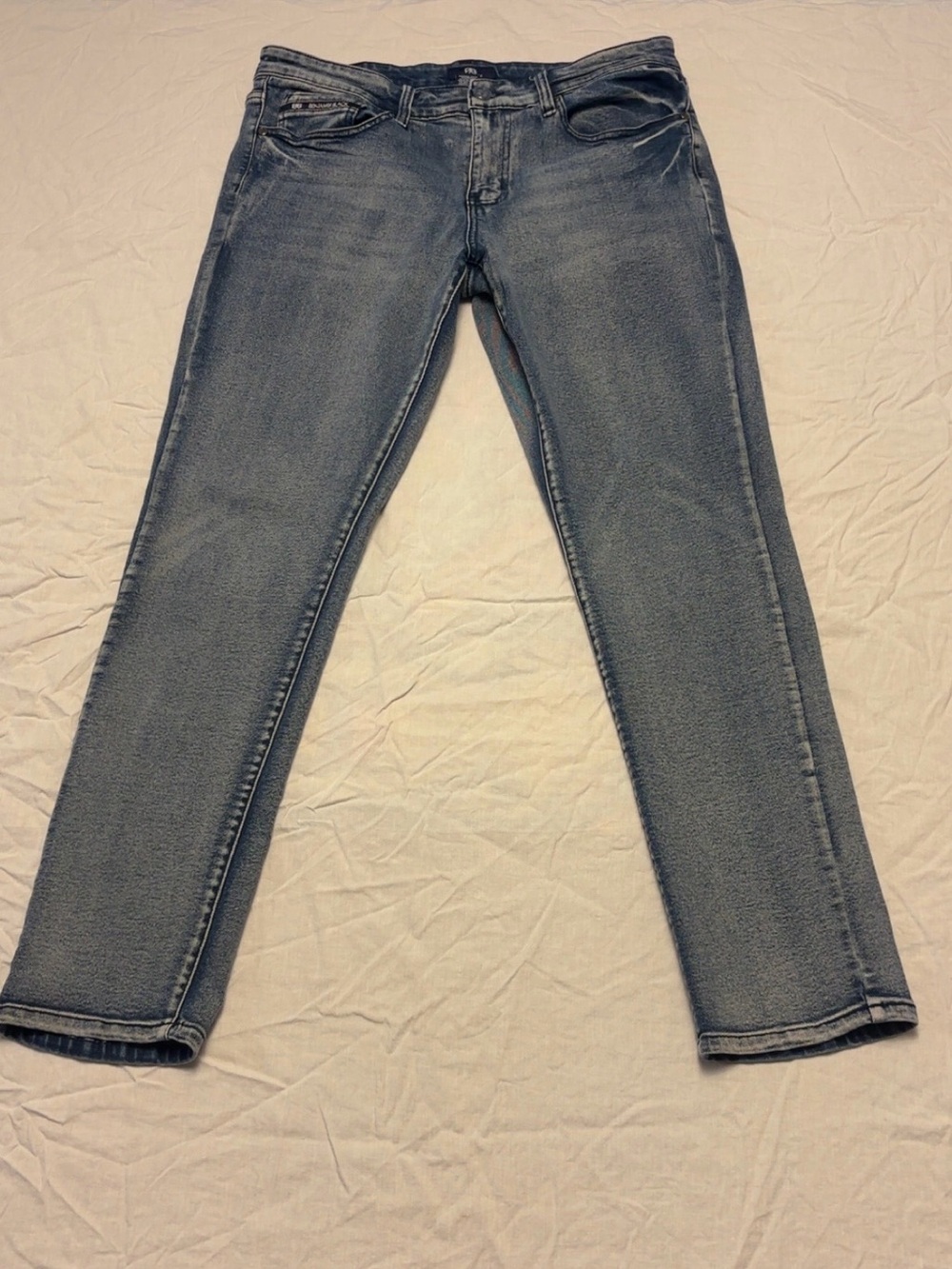 Benjamin Black Blue Jeans Mens Size 34 x 30 Slim Designer Embroidered BB Brand